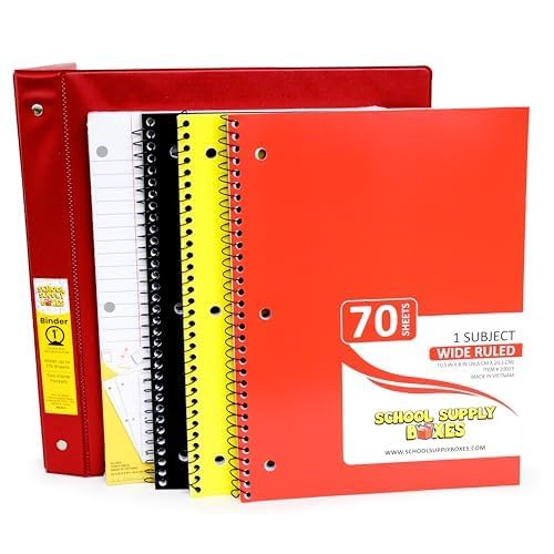 Elementary School Essentials Bundle | 1 Box - 91 Pieces per Box | School Supply Boxes - Back to School Essentials | Includes Binders, Folers, Notebooks, Filler Paper, Pencils, Notecards, Pens, & More