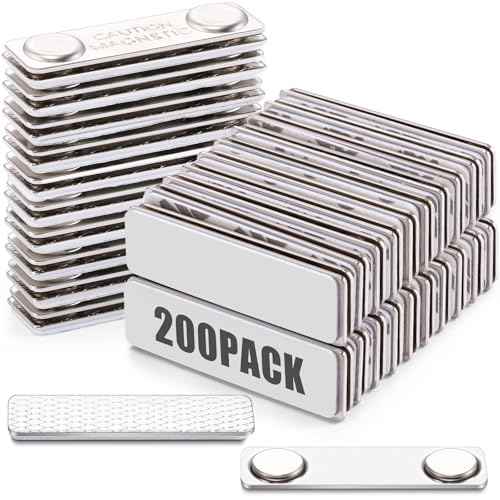 Geyoga 200 Sets Name Tag Magnets Magnetic Name Tags Metal Blank Name Tags Blank Name Badge Holder Metal Pin Magnet Back Silver Nametag Fasteners with Magnets for Trade Shows Shirts
