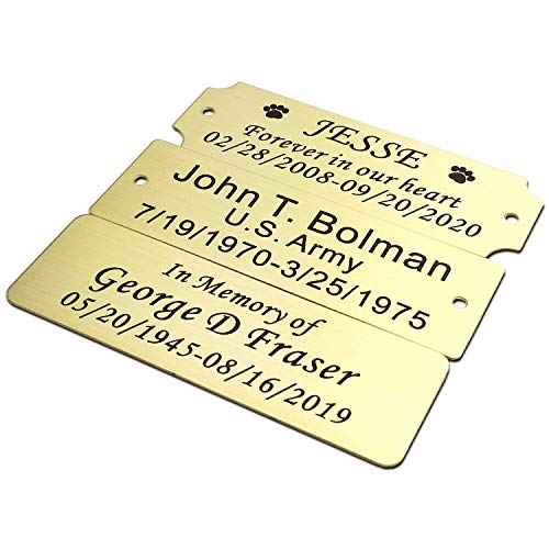 3" W x 1" H Personalized Custom Engraved Brushed Gold Solid Brass Plate Frame Name Label Art Tag for Frames with Adhesive Backing or Screws (Brass)