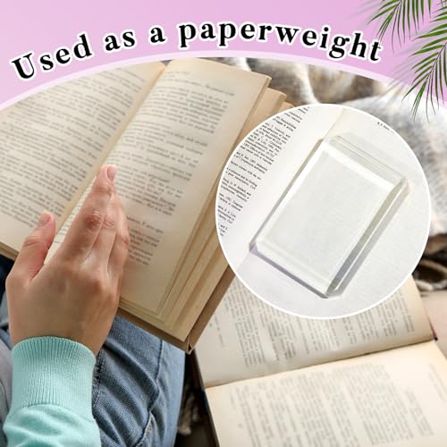 Seajan 4 Pack Clear Glass Rectangular Paperweights for Home & Office Decor