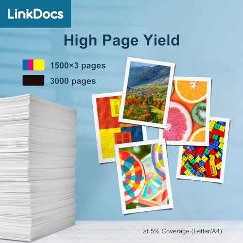 LinkDocs LC3033 XXL High Yield Ink Cartridge Replacement for Brother LC3033 XXL LC-3033 LC3035 Work for MFC-J995DW MFC-J815DW MFC-J805DW XL Printer (4 Pack, 1 Each Black Cyan Magenta Yellow)