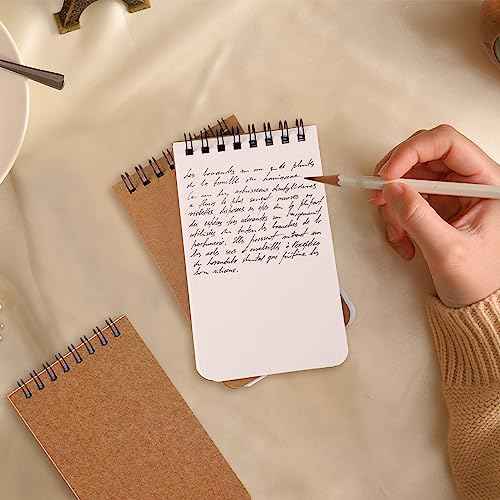 Kisston 120 Pcs Top Bound Memo Books Bulk Memo Notebooks 25 Sheets/pad Mini Memorandum Small Wirebound Spiral Notepad Paper Pocket Notebook for Home Office(3 x 5 Inch,Kraft Color)