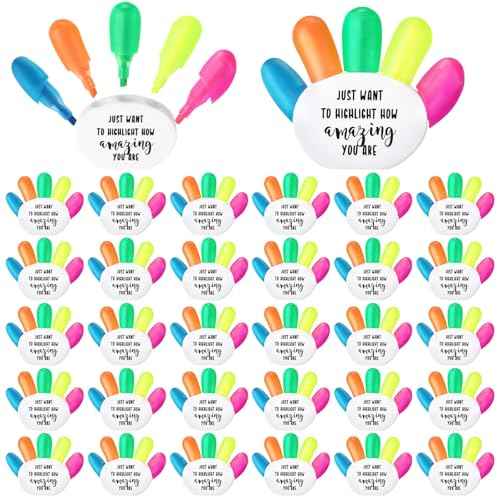 30 Sets Inspirational Christmas Gifts Bulk Petal Highlighter Brush 5 in 1 Multicolor Highlighter for Class Reward Positive Gift Operation Christmas Office Employee (Hand)