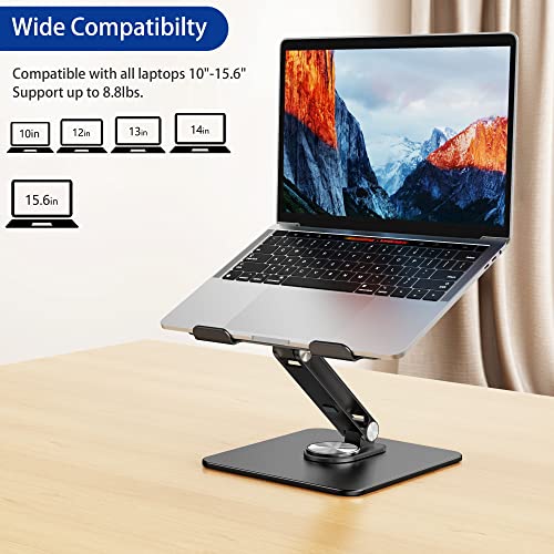 Black BESIGN LSX7 Laptop Stand with 360° Rotating Base, Ergonomic & Foldable