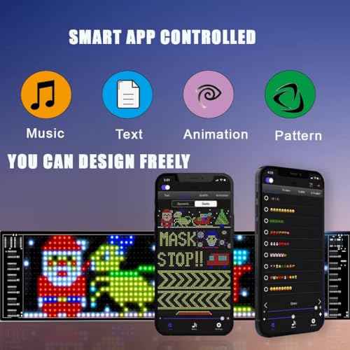 Programmable LED Sign, Scrolling Bright Advertising Display, 20x64 Flexible LED Matrix Panel, Bluetooth APP Control for Custom Text & Animation, for Car, Bar, Shop, Outdoor Advertising (14x4¡±)