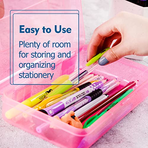 Mr. Pen 2 Pack Large Plastic Pencil Cases Pink & Blue, Pen & Marker Organizer