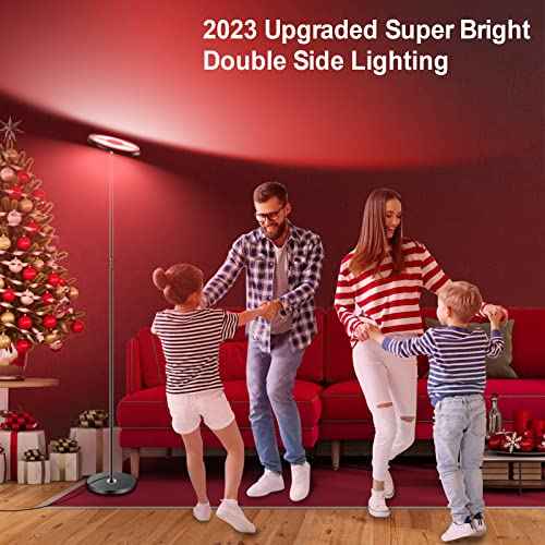 Upgraded 30W Smart Floor Lamp Compatible with Alexa, 2 in 1 Color Changing RGB and White Light LED Lamp, Double Side Lighting Dimmable Modern Tall Stand Lamp for Living Room Bedroom Office