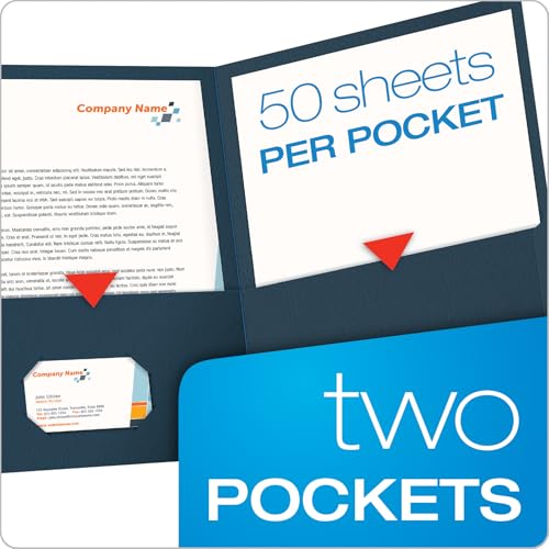 Oxford Twin-Pocket Folders Pack of 25 - Dark Blue, Holds 100 Sheets, Textured Paper, Letter Size
