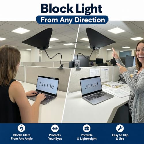 Livvie Clip-On Desk Shade for Cubicles | Reduces Glare & Eye Strain