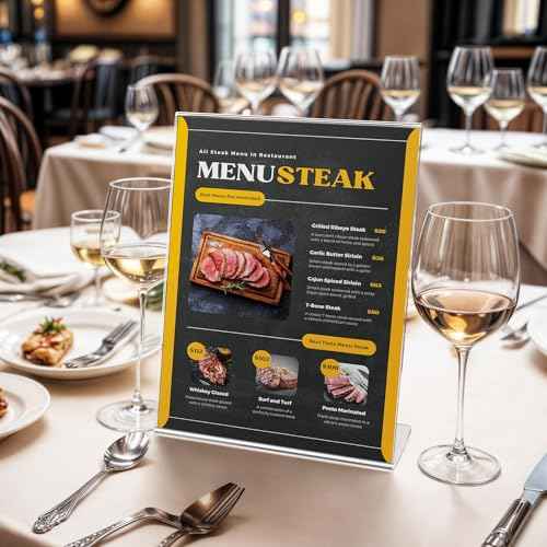 3 Pack Acrylic Sign Holder 8.5x11 Inches, Clear Display Holder, L-Shape Vertical Menu Holder Stand, Flyer Display Stand, Table Paper Holder, Plastic Sign Display Stand for Restaurants, Store, Office