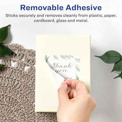 Avery Matte White Removable Square Labels, Sure Feed Technology, Print-to-The-Edge, 2" x 2", 600 Removable Labels, Laser/Inkjet Printable