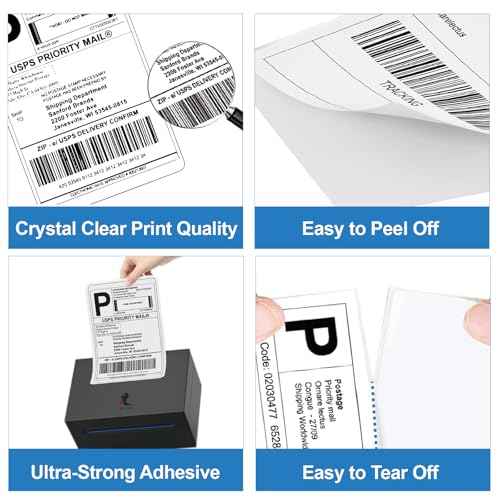 Thermal Shipping Labels 4x6, Pack of 500 Direct Thermal Printer Labels Fanfold, Compatible with Rollo, Zebra, MUNBYN Printers(Commercial Grade)