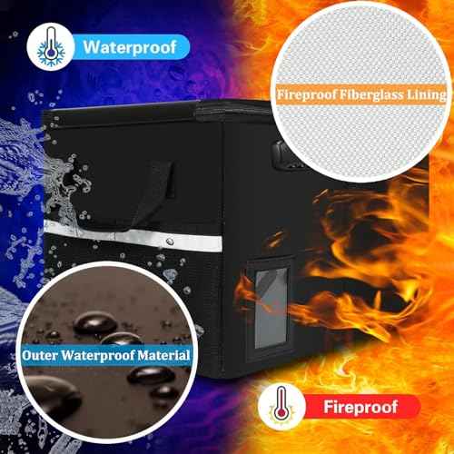 Upgraded 5200¡ÆF Fireproof Document File Organizer Box, Fireproof Storage Filing Cabinet with Lock, Portable Office Safe Box for Hanging Letter/Legal Folder 16.1 x 12.9 x 11in (Black)