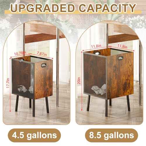 8.5 Gallon Retro Wooden Trash Can with Metal Mesh ? Large Wastebasket with Handles & Legs | Under Desk Trash Can for Office or Home | Breathable Garbage Can | Stylish Office Waste Basket