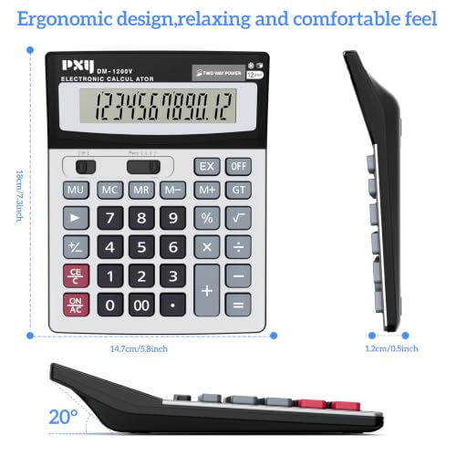 12-Digit Desktop Calculator with Large LCD Display & Big Buttons - Office & School Use