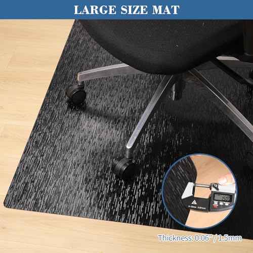 Office Chair Mat, TYDLE 59"x75" Large Chair Mat for Hard Floor, Vinyl Mat for Gaming Chairs, Slip Resistant Rolling Computer Under Desk Mat for Hardwood Floor, Black