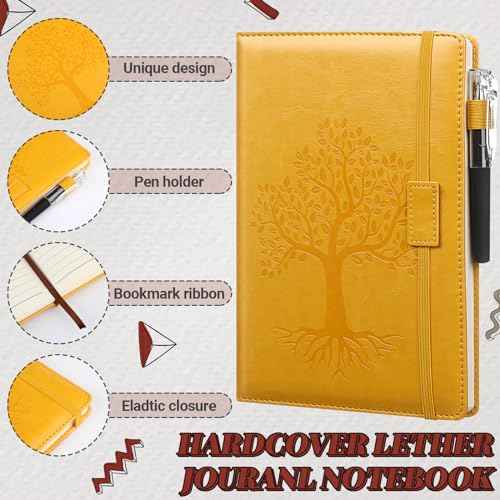 Estune 10 Pack Lined Journal Notebook A5 Tree of Life Hardcover Leather Journal with 10 Pen, College Ruled Notebook for Travel, Business, Work, Office, School Note Taking Diary(Vivid Color)