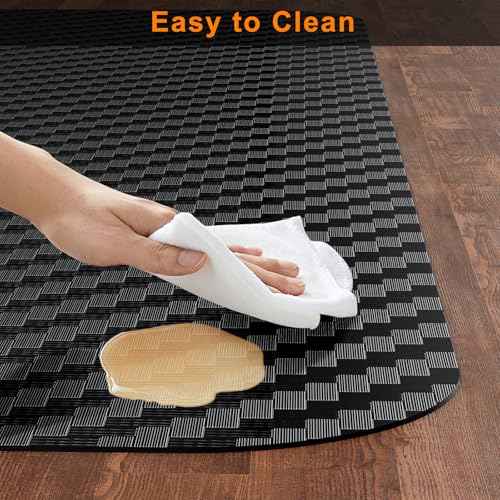 63 x 51 Inches Office Chair Mat for Hardwood Floor - Black Computer Chair Mat Easy Glide Easy Clean Anti-Slip No Curling - Desk Floor Mat Hard Floors for Home/Office
