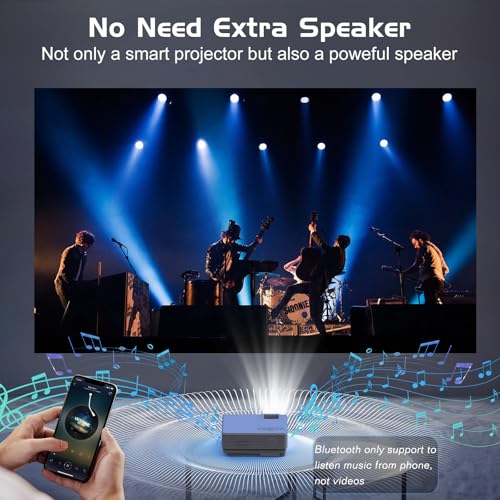 1080P Mini Projector with Screen, Portable Home Theater Movie Projector with Two-Way Bluetooth, HDMI/USB Input for Smartphone/TV Stick, Ideal for Indoor & Outdoor Use