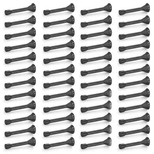 Ravinte Door Stoppers, 48 Pack Black Spring Door Stops with Rubber Bumper, Door Stoppers for Bottom of Door