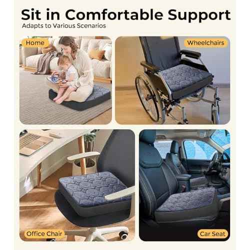 Large Seat Cushion, Dual-Layer Gel & Memory Foam Office Chair Cushion for Long Sitting, Keep Cooling & Soft 19.7 inch Seat Pad for Office Chairs