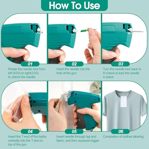 Price Tag Gun for Clothes - BEVTEE Tagging Gun (Green/Black) with 1008 Fasteners