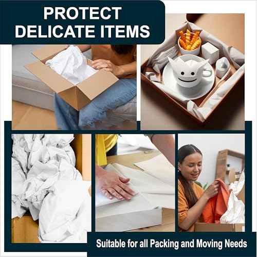 13"x12" 100 Sheets White Packing Paper Sheets for Moving Supplies, Protecting Fragile China and Glasses,Small Wrapping Paper for Shipping and Moving Box Filler