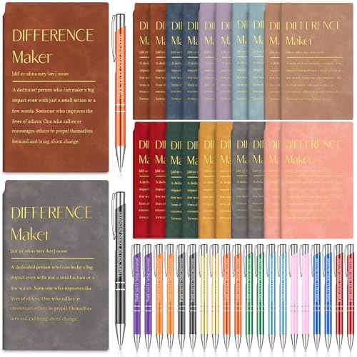 Colarr 40 Pcs Employee Appreciation Gifts Bulk Inspirational Notebook A6 PU Leather Journal Motivational Pen Thank You Gift for Staff Team Coworker Teacher Office(Vivid Colors,Difference Maker)