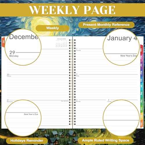 2026 Planner - 2026 Planner Weekly and Monthly, Planner 2026, Jan 2026 - Dec 2026, 8.5" x 11", Monthly Planners with Colourful Tabs & Pocket, Flexible Cover, Twin-Wire Binding- Oil Painting