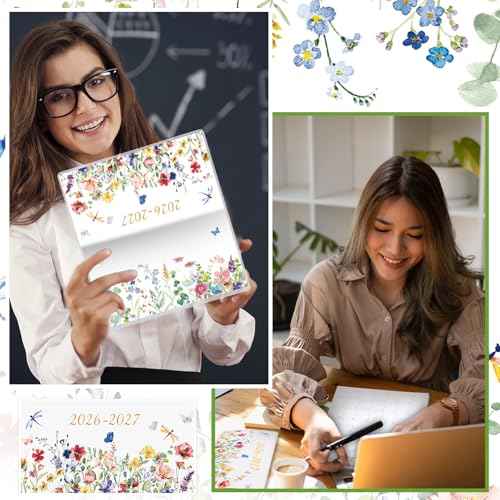 ReliThick 2026-2027 Pocket Calendar for Purse Small Monthly Planner Notebook with PVC Cover Pocket Calendar Journals Notepads Appreciation Present Gift for Women Mom Friends Teacher(Wildflowers)