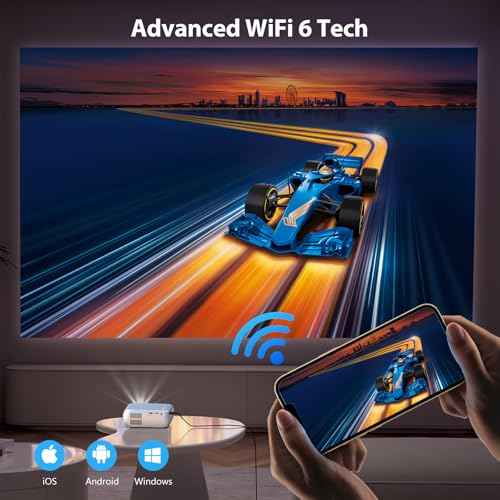 Mini Projector, Projector with WiFi and Bluetooth, Portable Movie Projector for Outdoor use, Built-in Speaker, 1080P Support Small Bedroom Video Projectors VF27002JSX