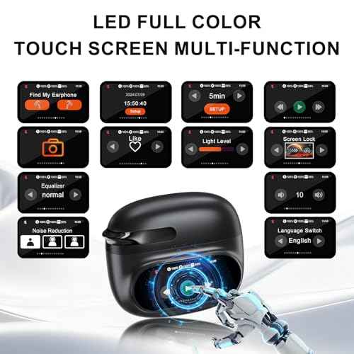 AI Translation Earbuds Real Time,LCD Touchsreen,164 Language Translator Earbuds,70 Hours Audifonos Traductores Ingl?s Espa?ol,Noise Cancelling Translation Headphones with Audio and Video Calls,IPX7