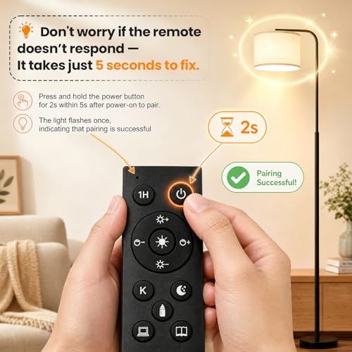 Beanliss Black Arc Floor Lamp with Remote, Dimmable & 3 Color Temperatures