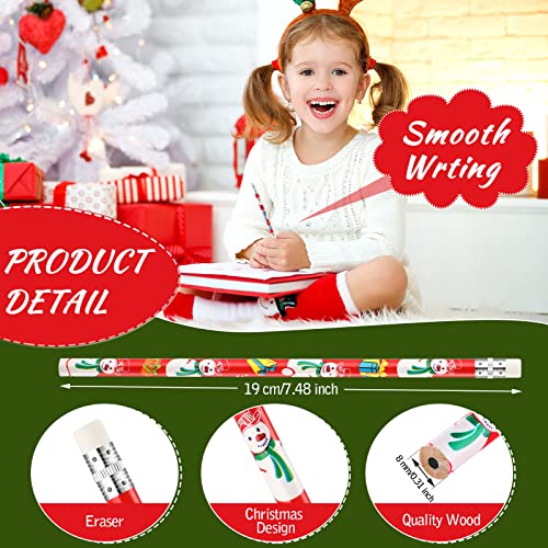 Hicarer Christmas Pencils for Kids Mini Wooden Xmas Pencils and Erasers Various Patterns Colorful Santa Claus Snowman Stationery for Children Christmas Party Supplies(336 Pcs)