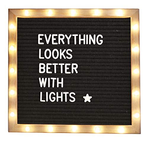 PMPX Black 10x10 Light-Up Letter Board with Stand & 340 Letters Emojis - Custom Signs