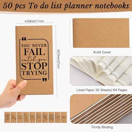 Yeaqee 50 Pcs Employee Appreciation Gifts Undated Weekly Pocket Planners Bulk to Do List Inspirational Habit Track Notebooks for Christmas Boss Case Management Nurse Volunteer(?encouraging)