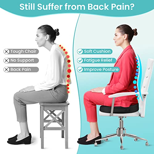 CushZone Gel Seat Cushion Large Black – Cooling Memory Foam Office Chair Pad