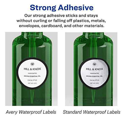 Avery Durable Waterproof Round Labels, Sure Feed Technology, 2.5" Diameter, 225 Total, Oil and Tear-Resistant Waterproof Labels, Print-to-The-Edge, Laser/Pigment-Based Inkjet Printable