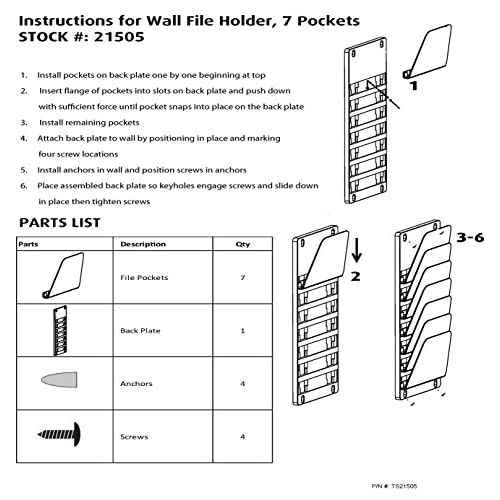 Officemate Wall File Holder, Letter/Legal, 7 Pockets, Black (21505)