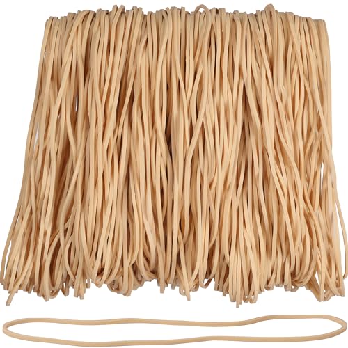 AMUU Beige Rubber Bands 210pcs 18cm Flat, 1.5mm Thick, 14in Circumference for Office & DIY