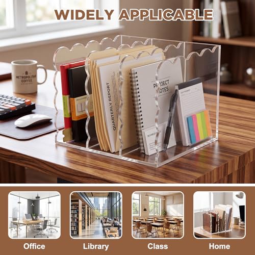 Suzile 1PC Scalloped Acrylic Magazine Holder - Standard Size, Desk Organizer