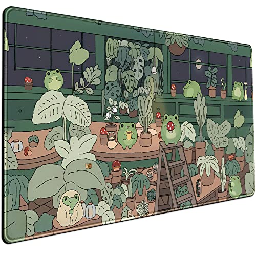 Mechanical Cattle Green Bean Frog Mouse Pad Large Desk Mat for Gaming & Office