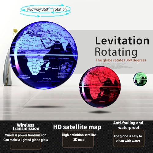 KAIMC Black Glow Color-Changing Magnetic Levitation Globe with LED Lamp - Kids & Office Decor