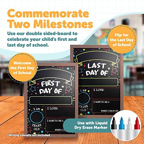 Reusable Double-Sided School Sign with Frame 9.17 x 13.27" Dry Erase Board