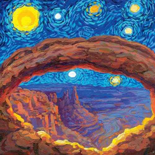 The Original 2026 Starry Night National Parks Wall Calendar | Made in the USA | Hand-Painted Art (No AI) | Van Gogh-Inspired Starry Night Theme | 12x24 in Open (12x12 in Closed) | National Park Gifts