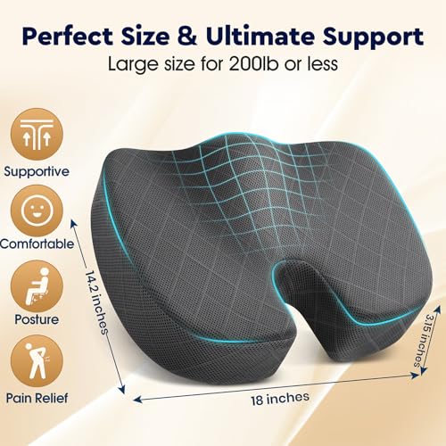 TushGuard Memory Foam Seat Cushion Large Grey - Office & Chair Support