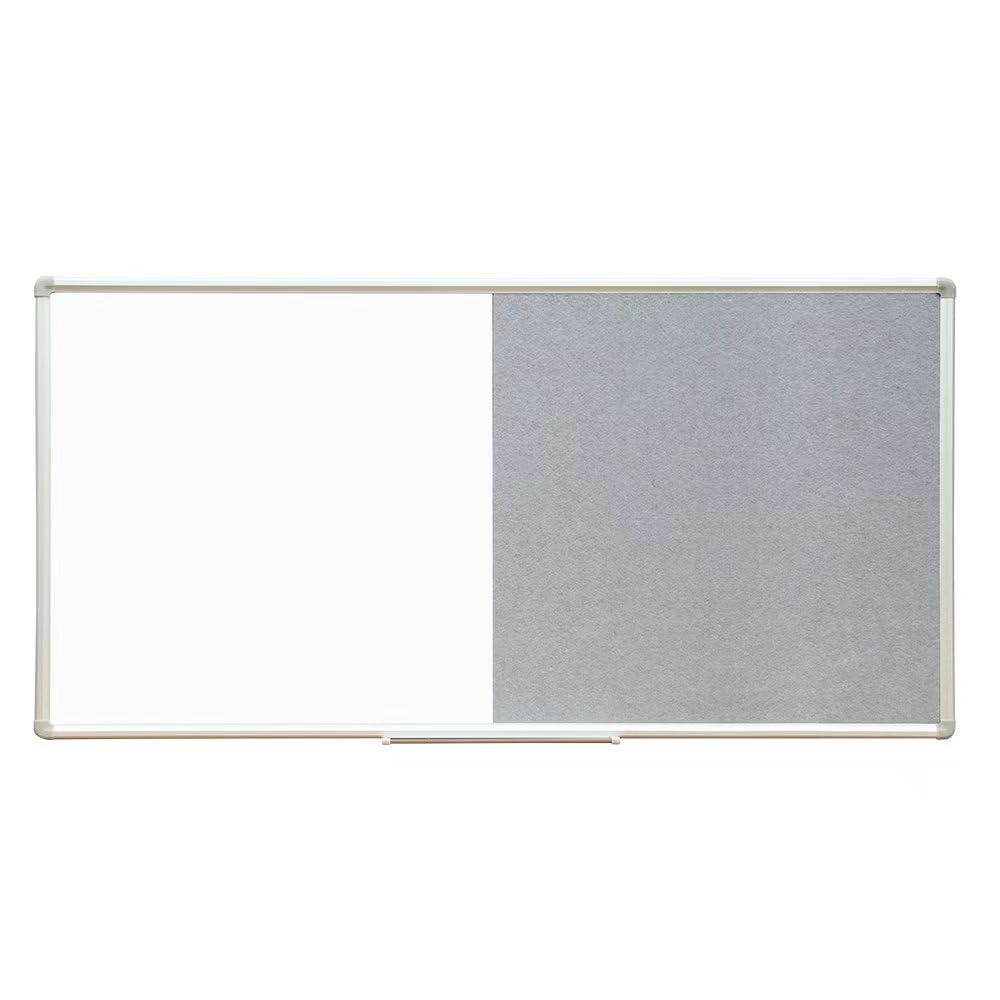 DEVELOP Large Grey Felt Bulletin & Magnetic Dry Erase Combo Board, 72 x 36 Inch Hanging Whiteboard/Grey Felt Bulletin Combination Board with Marker Tray, Pins, Eraser, Markers & Magnets