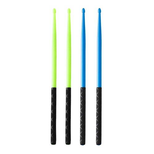 Ubblove Nylon Drumsticks 5A 2 pair with ANTI-SLIP Handles for Drum Light Durable Plastic Exercise 2 Pair Drum Sticks for Kids Adults Musical Instrument Percussion Accessories (Blue and Green)