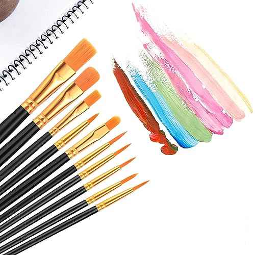 Acrylic Paint Brush Set, (20 Packs /200 pcs) Nylon Hair Brushes for Oil and Watercolor, Perfect Suit of Art Painting, Best Present for Painting, Black