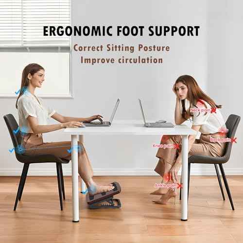 Foot Rest for Under Desk at Work, Ergonomic Wooden Desk Foot Rest with 7 Adjustable Angles, Anti-Slip Footrest Comfortable Foot Stools for Office Leg Rest, No Assembly